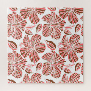 Hawaiiaanse hibiscus bloemen: bruine tropische sti legpuzzel