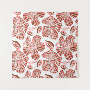 Hawaiiaanse hibiscus bloemen: bruine tropische sti wandkleed