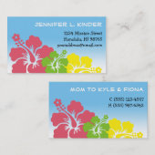 Hawaiiaanse hibiscus bloemen tropische mama kaart contactkaartje (Voorkant / Achterkant)