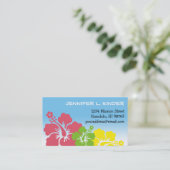 Hawaiiaanse hibiscus bloemen tropische mama kaart contactkaartje (Staand voorkant)