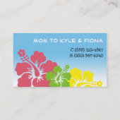 Hawaiiaanse hibiscus bloemen tropische mama kaart contactkaartje (Achterkant)