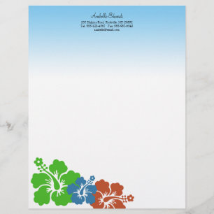 Hawaiiaanse hibiscus bloemen verdienen groene zome gepersonaliseerd briefhoofd