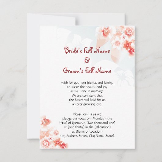 Hawaiiaanse Hibiscus in Rood Sinaasappel Kaart (Voorkant)