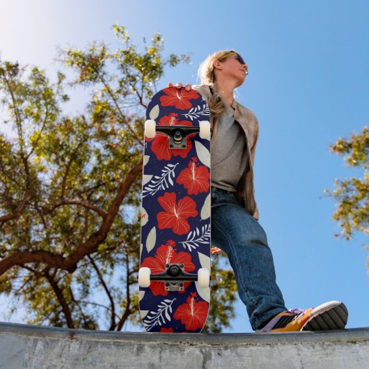 Hawaiiaanse hibiscus print persoonlijk skateboard (Buiten 1)