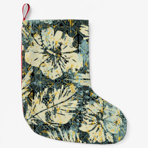 Hawaiiaanse hibiscus stof met tribale achtergrond kleine kerstsok