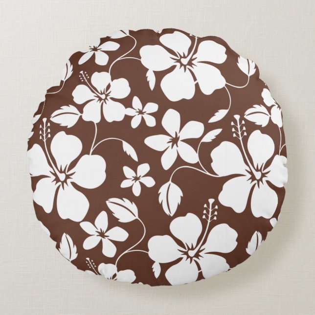 HAWAIIAANSE HULA (HIBISCUS) BRUIN ROND KUSSEN (Voorkant)