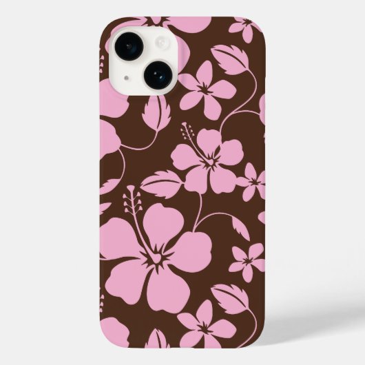HAWAIIAANSE HULA (HIBISCUS) BRUIN/ROZE Case-Mate iPhone CASE (Achterkant)