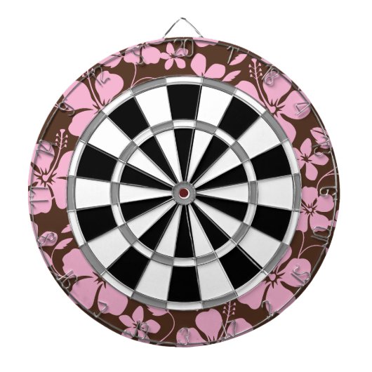 HAWAIIAANSE HULA (HIBISCUS) BRUIN/ROZE DARTBORD (Voorkant)