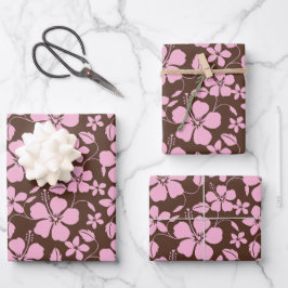 HAWAIIAANSE HULA (HIBISCUS) BRUIN/ROZE INPAKPAPIER VEL