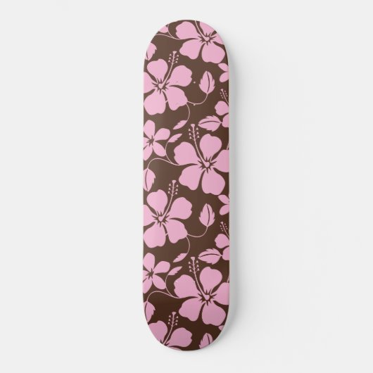 HAWAIIAANSE HULA (HIBISCUS) BRUIN/ROZE PERSOONLIJK SKATEBOARD (Voorkant)