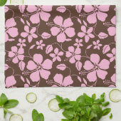 HAWAIIAANSE HULA (HIBISCUS) BRUIN/ROZE THEEDOEK (Gevouwen)