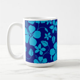 HAWAIIAANSE HULA (HIBISCUS) DONKER/LICHTBLAUW KOFFIEMOK