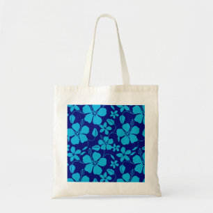 HAWAIIAANSE HULA (HIBISCUS) DONKER/LICHTBLAUW TOTE BAG