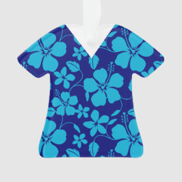 HAWAIIAANSE HULA (HIBISCUS) DONKER/LICHTBLAUWE Scr Ornament
