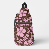 HAWAIIAANSE HULA (HIBISCUS) IN BRUIN/ROZE SLING BAG (Voorkant)