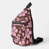 HAWAIIAANSE HULA (HIBISCUS) IN BRUIN/ROZE SLING BAG (Rechterhoek)
