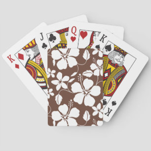 HAWAIIAANSE HULA (HIBISCUS) PATROON BRUIN POKERKAARTEN