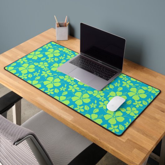 HAWAIIAANSE HULA (HIBISCUS) TEAL LIME BUREAUMAT (Kantoor 2)