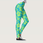 HAWAIIAANSE HULA (HIBISCUS) TEAL LIME LEGGINGS (Rechts)