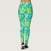 HAWAIIAANSE HULA (HIBISCUS) TEAL LIME LEGGINGS (Achterkant)