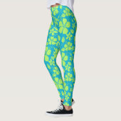 HAWAIIAANSE HULA (HIBISCUS) TEAL LIME LEGGINGS (Links)