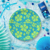 HAWAIIAANSE HULA (HIBISCUS) TEAL LIME PAPIEREN BORDJE (Feest)