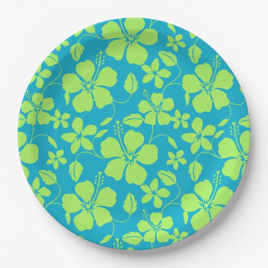 HAWAIIAANSE HULA (HIBISCUS) TEAL LIME PAPIEREN BORDJE (Voorkant)
