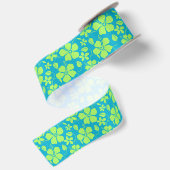 HAWAIIAANSE HULA (HIBISCUS) TEAL LIME SATIJNEN LINT (Achterkant)