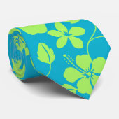 HAWAIIAANSE HULA (HIBISCUS) TEAL LIME STROPDAS (Opgerold)