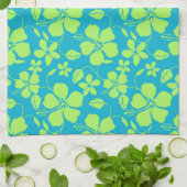 HAWAIIAANSE HULA (HIBISCUS) TEAL LIME THEEDOEK (Gevouwen)