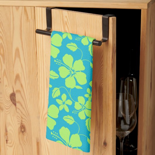 HAWAIIAANSE HULA (HIBISCUS) TEAL LIME THEEDOEK (Derde Gevouwen)