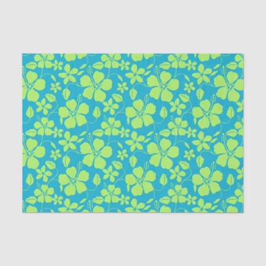 HAWAIIAANSE HULA (HIBISCUS) TEAL LIME TISSUEPAPIER (Voorkant)