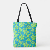 HAWAIIAANSE HULA (HIBISCUS) TEAL LIME TOTE BAG (Achterkant)
