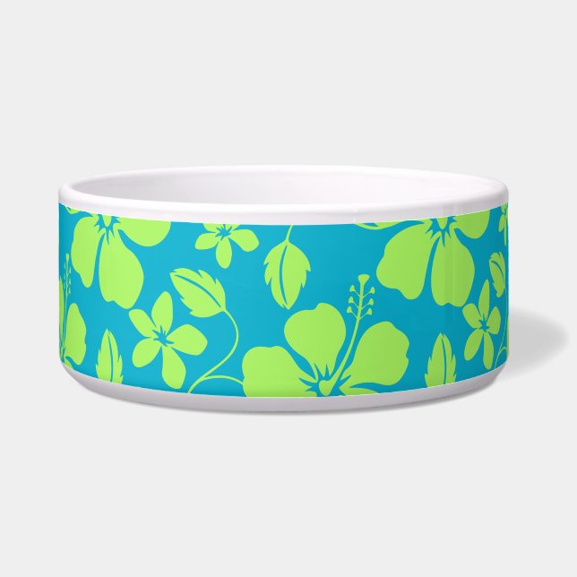 HAWAIIAANSE HULA (HIBISCUS) TEAL LIME VOERBAKJE (Voorkant)