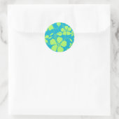 HAWAIIAANSE HULA (HIBISCUS) TURQUOISE RONDE STICKER (Tas)