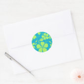 HAWAIIAANSE HULA (HIBISCUS) TURQUOISE RONDE STICKER (Envelop)