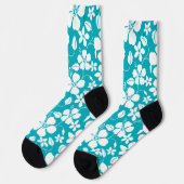 HAWAIIAANSE HULA (HIBISCUS) TURQUOISE SOKKEN (Links)