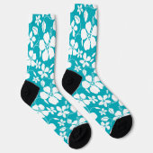 HAWAIIAANSE HULA (HIBISCUS) TURQUOISE SOKKEN (Rechts)