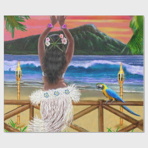 HAWAIIAANSE HULA ZONSONDERGANG CADEAUPAPIER