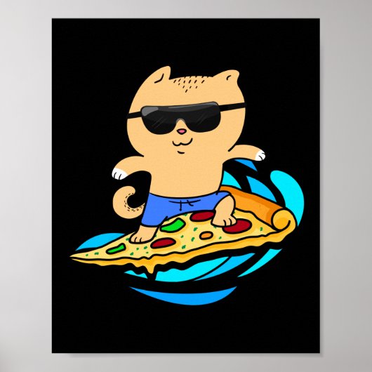 Hawaiiaanse kat op Pizza Slice Poster (Voorkant)