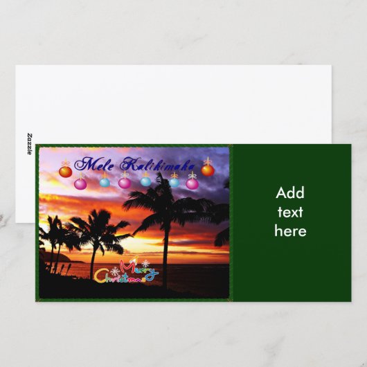 Hawaiiaanse kerst feestdagenkaart (Voorkant / Achterkant)