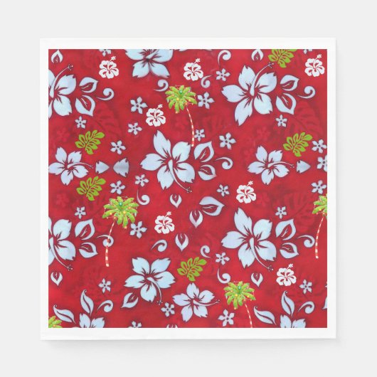 Hawaiiaanse kerst Hibiscus en Palm Tree Napkin Servet (Voorkant)