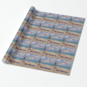 Hawaiiaanse kerst op het strand cadeaupapier