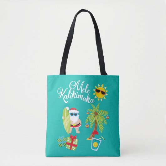 Hawaiiaanse kerst. Santa Claus Mele Kalikimaka. Tote Bag (Voorkant)