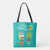 Hawaiiaanse kerst. Santa Claus Mele Kalikimaka. Tote Bag (Achterkant)