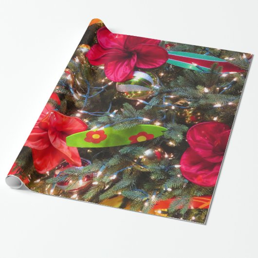 Hawaiiaanse kerstboom cadeaupapier (Uitgerold)
