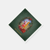 Hawaiiaanse Kerstman met Surfboard op de strand Servet (Hoek)