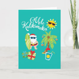 Hawaiiaanse Kerstmis. De Kerstman Mele Kalikimaka. Feestdagen Kaart