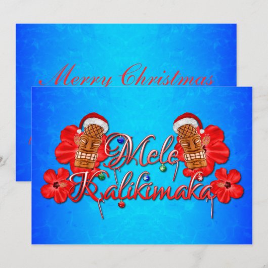 Hawaiiaanse Kerstmis van Kalikimaka Tiki van Mele Feestdagenkaart (Voorkant / Achterkant)