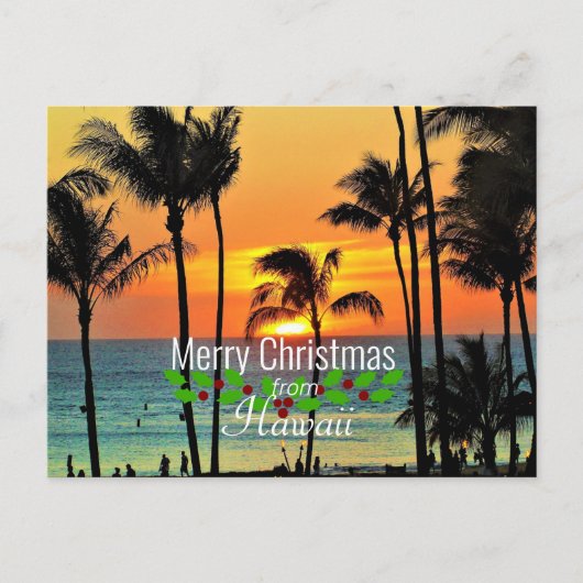 Hawaiiaanse kerstzonsondergang briefkaart (Voorkant)